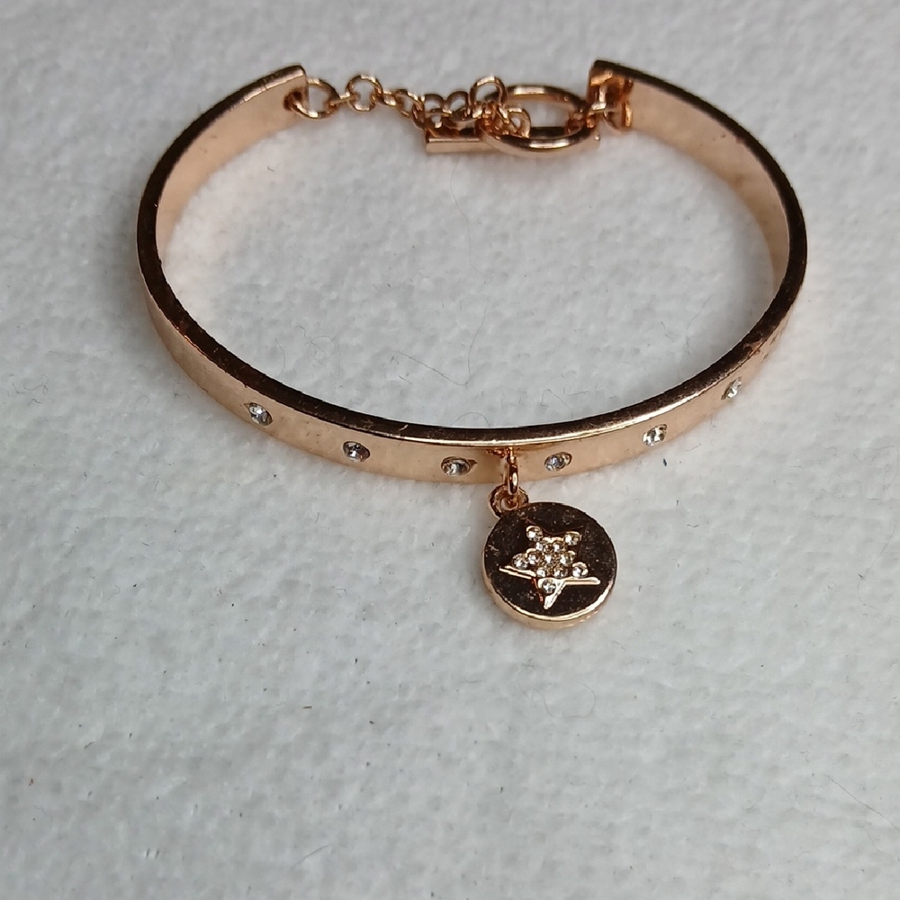 BCBGeneration Rose Gold Bangle Bracelet with Crystal Star Charm